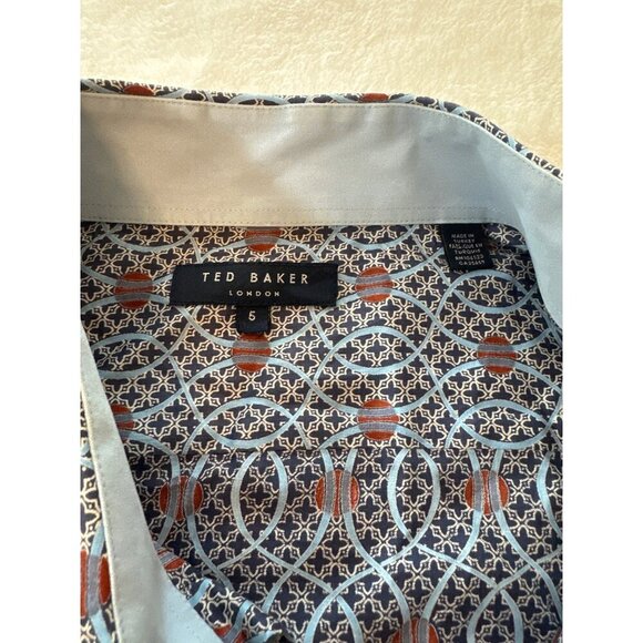 Ted Baker London Mens Geometric Pattern Long Sleeve Button-Up Shirt Size 5 (XL) - Picture 3 of 10